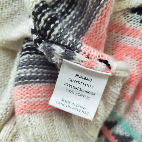 Eyeshadow Cream Cardigan with Pink and Teal Stripes - Picture 6 of 13